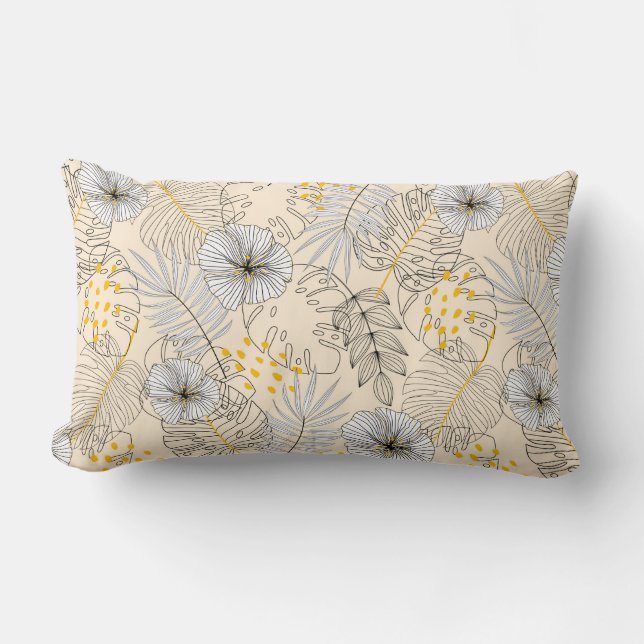 Coussin Rectangle Arrière - plan sans faille avec plantes, feuilles  (Recto)