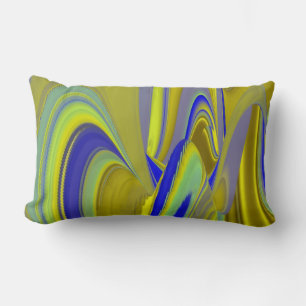 Coussin Rectangle Art abstrait 3D arc-en-ciel en or jaune bleu