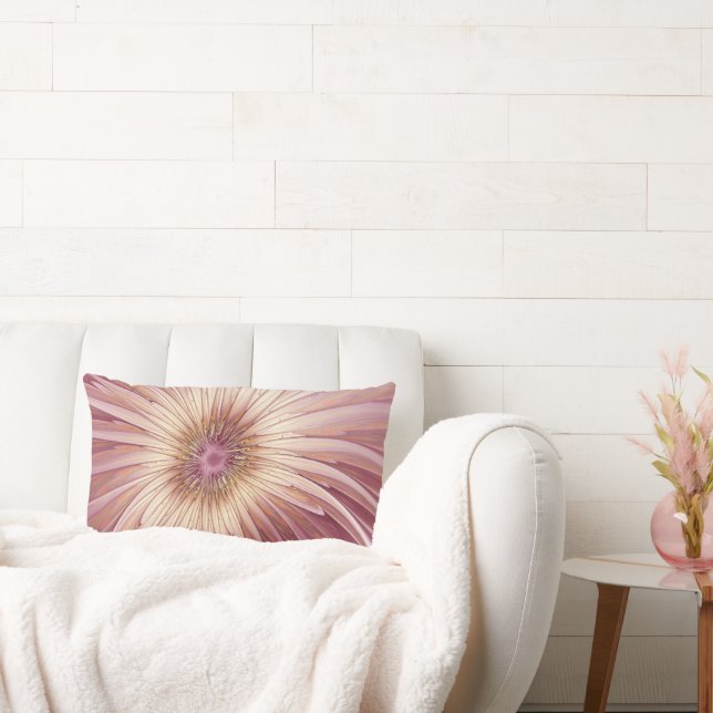 Coussin Rectangle Art Abstrait Fractal Fleur & Tons de Bourgogne (Canapé)