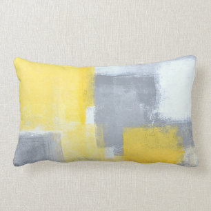 Coussin Rectangle Art abstrait gris et jaune "régulier"
