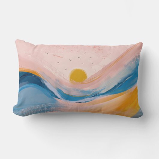 Coussin Rectangle Art Abstrait Ocean Water Landscape rose et bleu P (Recto)