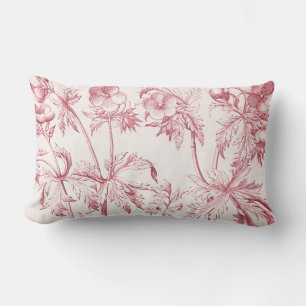 Coussin Rectangle Art botanique Vintage rose