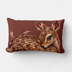 Coussin Rectangle Art de cerf rouge or luxueux