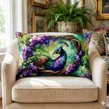 Art de couronne florale de paon en verre coloré