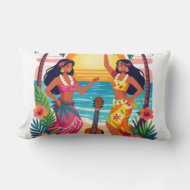 Coussin Rectangle Art de danse tropicale de plage de coucher de sole (Recto)