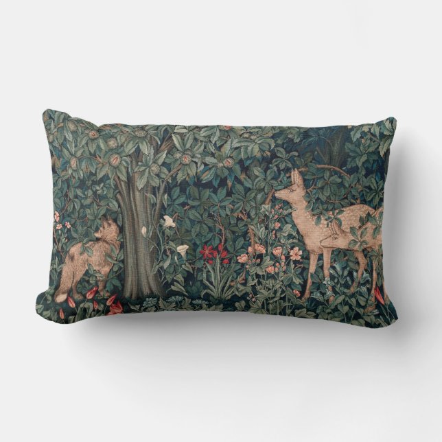 Coussin Rectangle Art de faune de renard de verdure de William Morri (Recto)