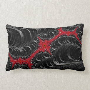 Coussin Rectangle Art de fractale carreau rouge/noir de Lumbar