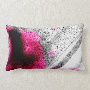 Coussin Rectangle Art de fuchsia, gris et noir abstrait de grain de