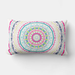 Coussin Rectangle Art de mandala coloré vibrant