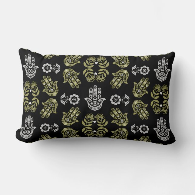 Coussin Rectangle Art de protection de la main Hamsa (Recto)