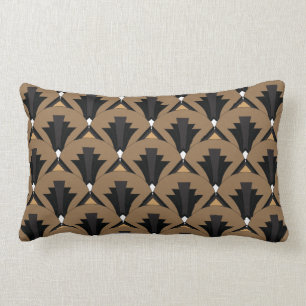 Coussin Rectangle Art déco de noir et de Taupe modelé