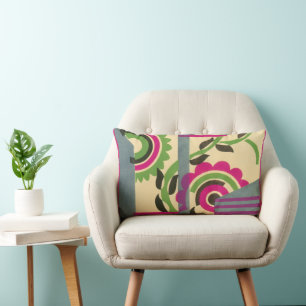 Coussin Rectangle Art Déco Jazz Pochoir Motif Géométrique Vintage