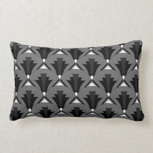 Coussin Rectangle art déco noir et blanc des années 1920 géométr