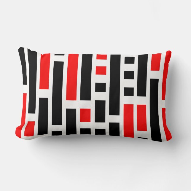 Coussin Rectangle Art déco rétro Noir rouge Design abstrait (Recto)