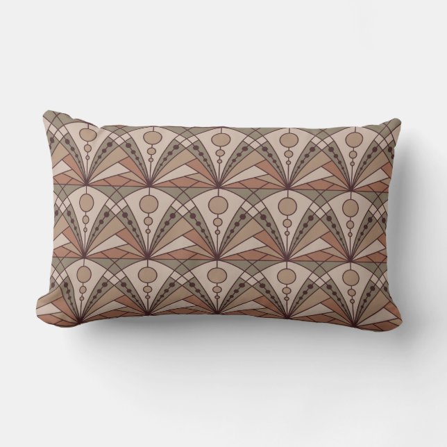 Coussin Rectangle Art Déco (tons naturels en terre cuite) (Recto)