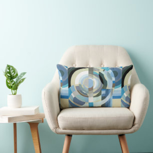 Coussin Rectangle Art Déco vintage pochoir formes géométriques jazz