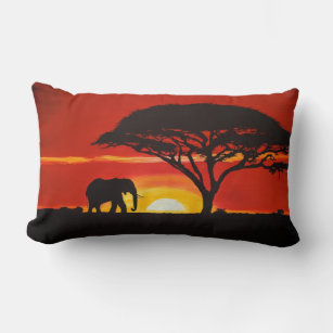Coussin Rectangle Art Eléphant Africain
