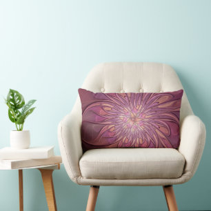 Coussin Rectangle Art floral fractal moderne abstrait couleurs de ba