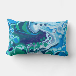 Coussin Rectangle Art fluo en marbre bleu et vert