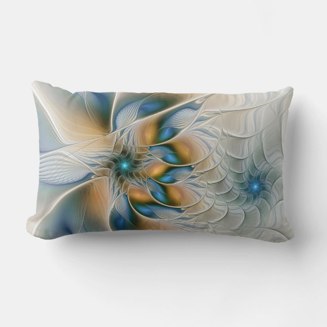 Coussin Rectangle Art fractal abstrait et aérien avec du bleu (Recto)