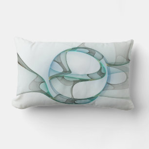 Coussin Rectangle Art fractal Bleu Turquoise Gris Abstrait Élégance