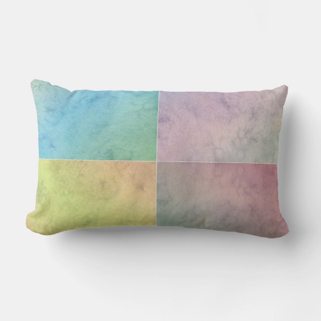 Coussin Rectangle Art géométrique à l'aquarelle pastel (Recto)