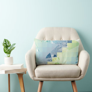 Coussin Rectangle Art géométrique mosaïque moderne sarcelle et lime