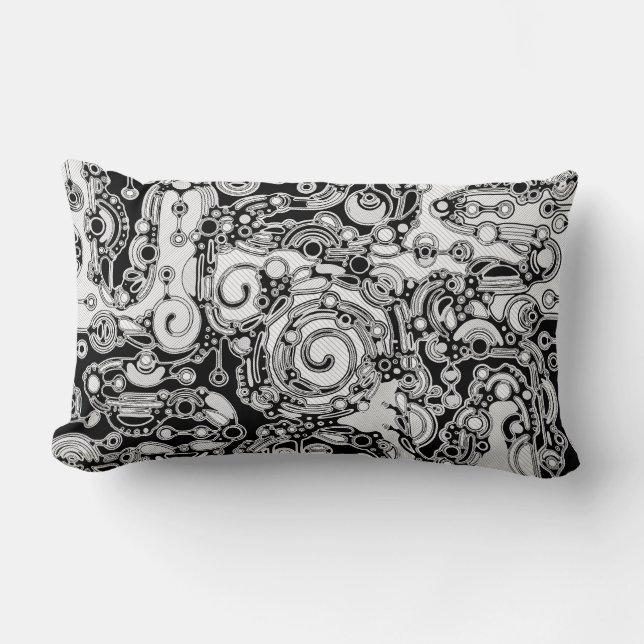Coussin Rectangle Art Géométrique Noir Et Blanc 3 (Recto)