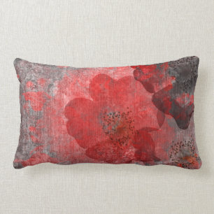 Coussin Rectangle Art graphique numérique gris-rouge Grunge noir