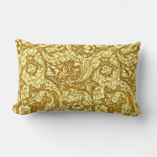 Coussin Rectangle Art Nouveau Acanthus Feuilles & Fleurs, Mustard Go