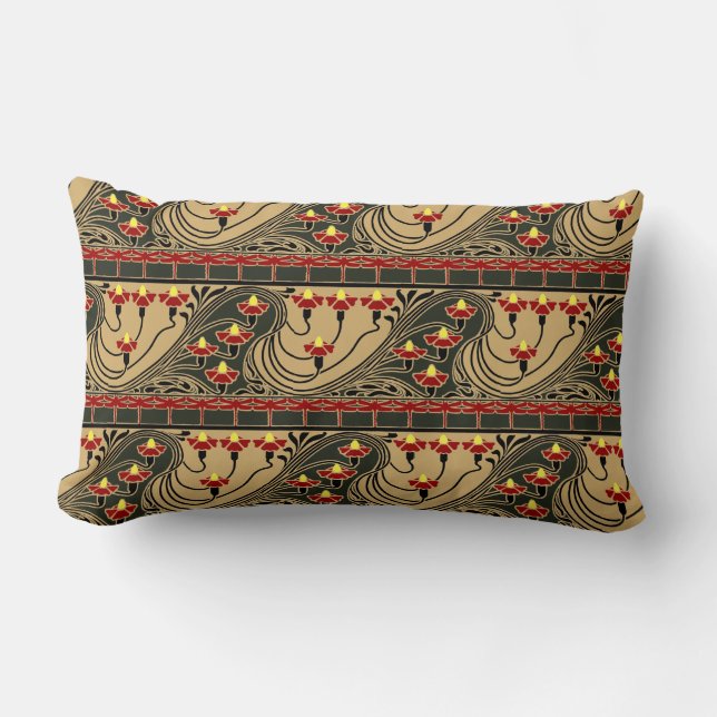 Coussin Rectangle Art Nouveau Arts & Artisanat Dragonfly Floral Frie (Recto)