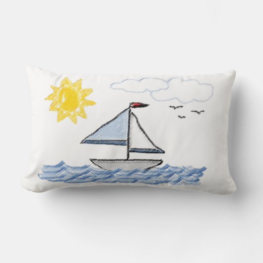 Coussin Rectangle Art numérique de croquis de voilier (Recto)