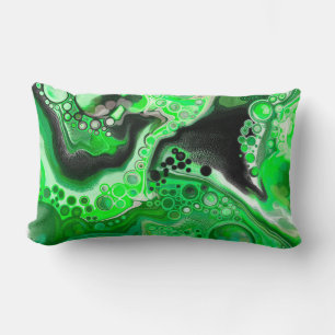 Coussin Rectangle Art numérique vert en marbre fluide
