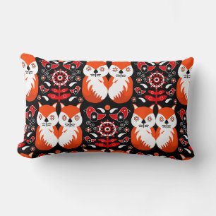 Coussin Rectangle Art populaire de renard scandinave
