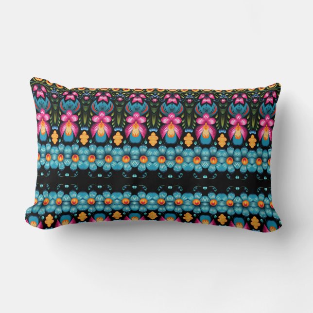 Coussin Rectangle Art populaire floral moderne (Recto)