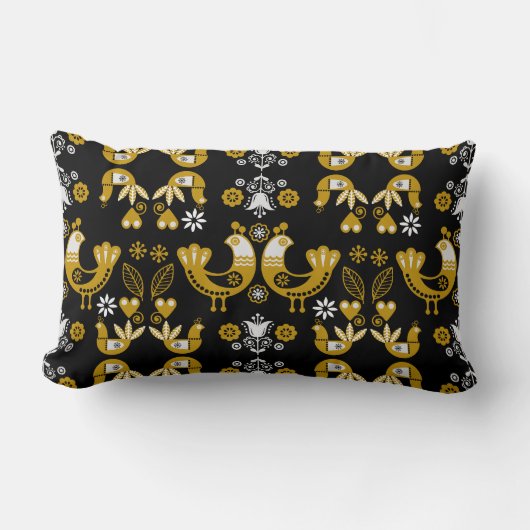 Coussin Rectangle Art populaire scandinave Oiseaux (Recto)