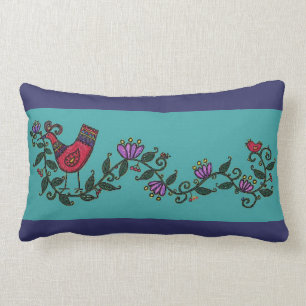Coussin Rectangle Art populaire ukrainien - oiseau et vigne