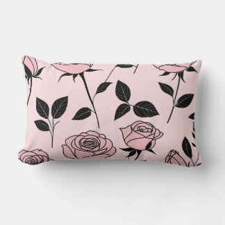 Coussin Rectangle Art rose rose et noir