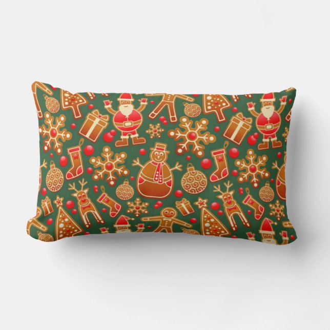 Coussin Rectangle Articles de fêtes de fun des biscuits de Noël sur  (Recto)