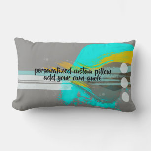 Coussin Rectangle artistique abstrait ajouter du texte turquoise et