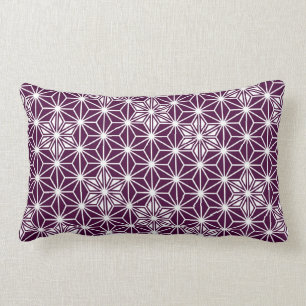 Coussin Rectangle Asanoha japonais ou Motif étoile, violet d'aubergi