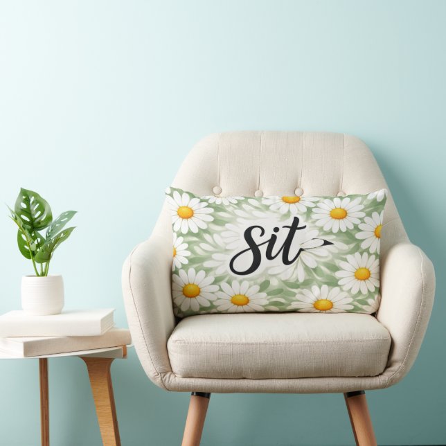 Coussin Rectangle Assis Calligraphie Texte Sur Abstrait Marguerite (Chaise)