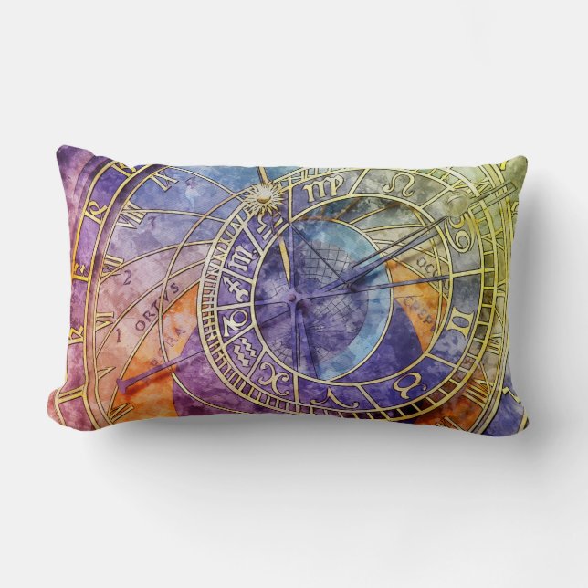 Coussin Rectangle Astrologie temps colorée Abstraite (Recto)