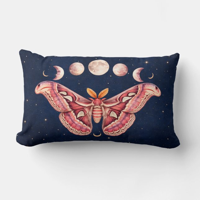 Coussin Rectangle Atlas Moth Night Sky Cosmos Moon Phase | Boho Art (Recto)