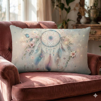 Coussin Rectangle Attrape-rêve bohème éthéré