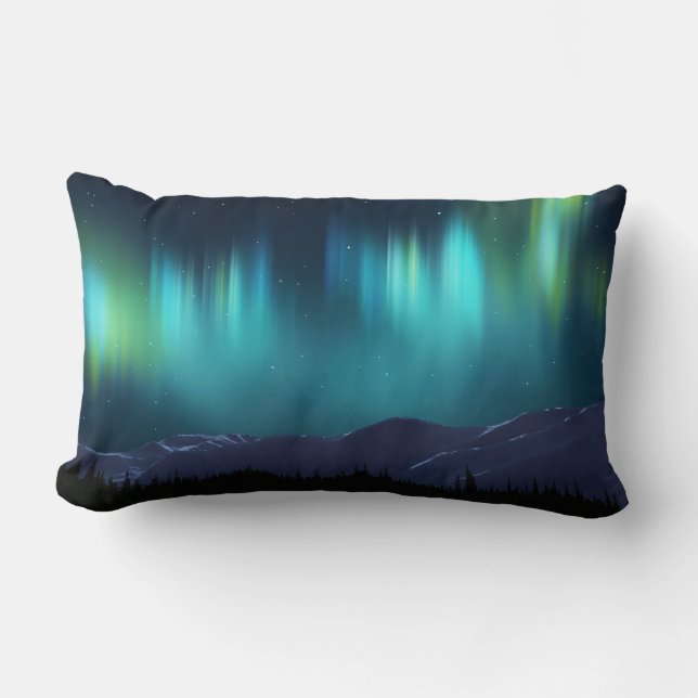Coussin Rectangle Aurore Boréale (Recto)