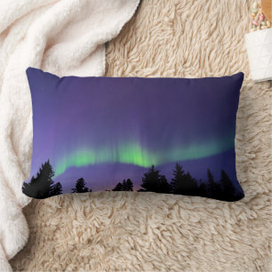 Coussin Rectangle Aurore boréale & Arbres Manitoba, Canada