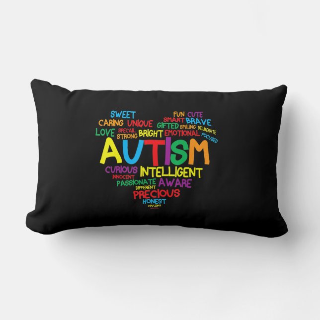Coussin Rectangle Autisme Coeur Sensibilisation sur l'autisme fière  (Recto)