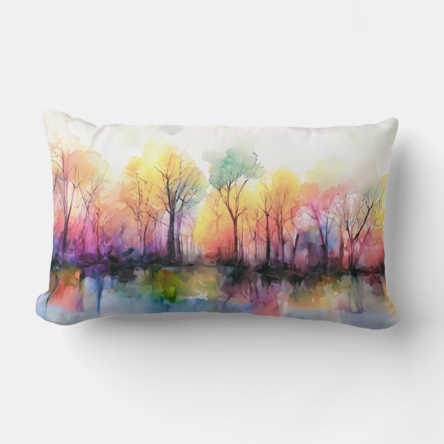 Coussin Rectangle Automne au bord du lac (Recto)