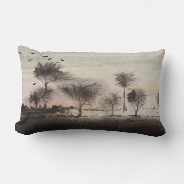Coussin Rectangle automne boisé rustique Coucher de soleil (Recto)